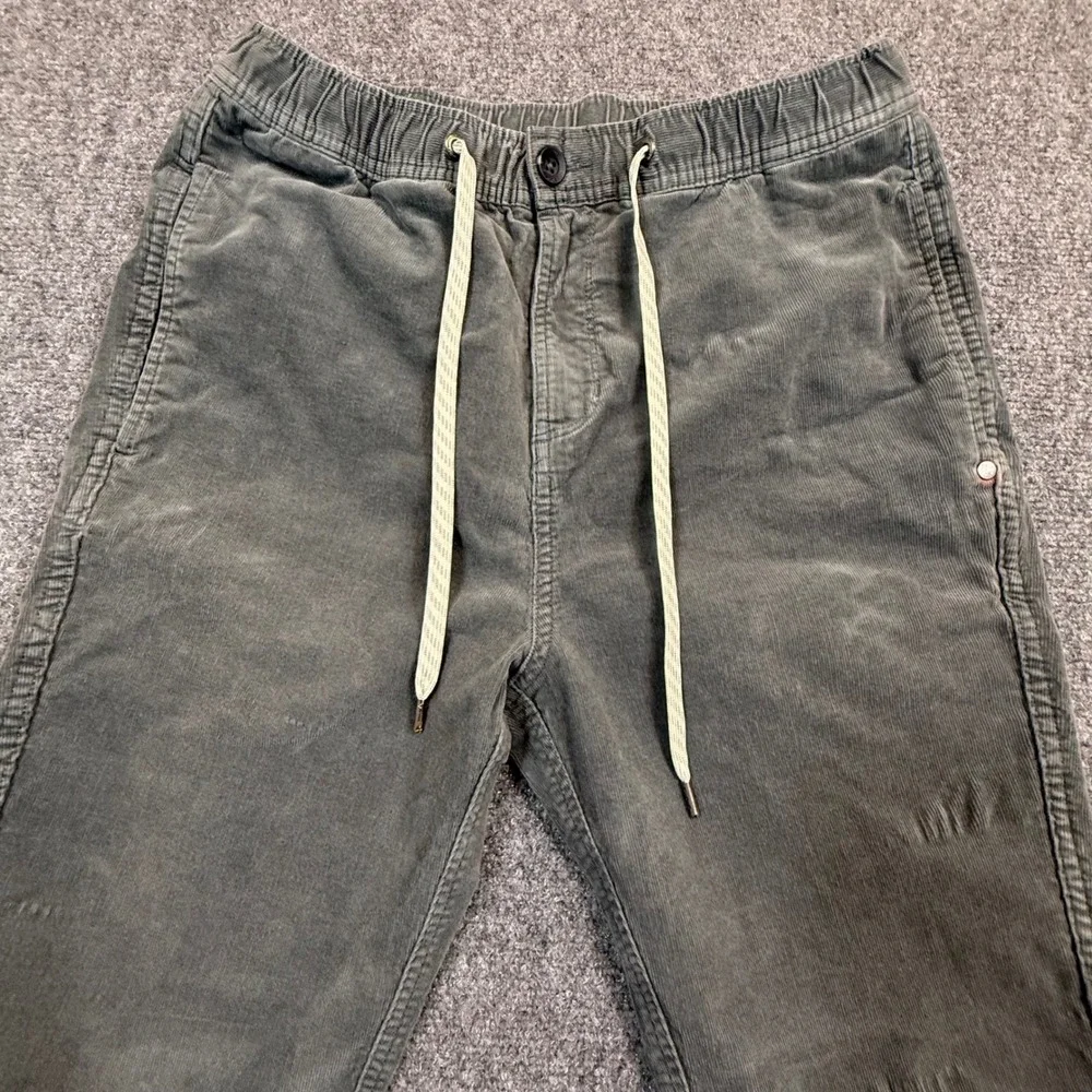 Vuori Mens Corduroy Pants Gray Elastic Waist Drawstring Size Medium